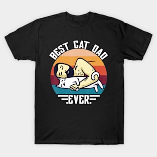 Best Cat Dad Ever Vintage Man Hug Cat T-Shirt